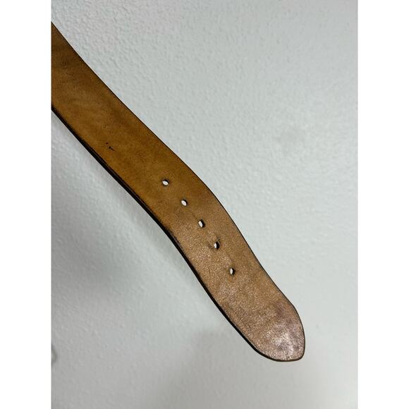 Triple K Black Basketweave Embossed Leather Brass Buckle Western Belt Size 32 - Picture 3 of 6